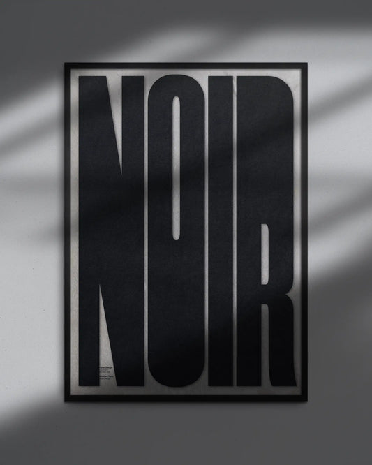 Noir poster by Meinhard Taxer, framed on a wall