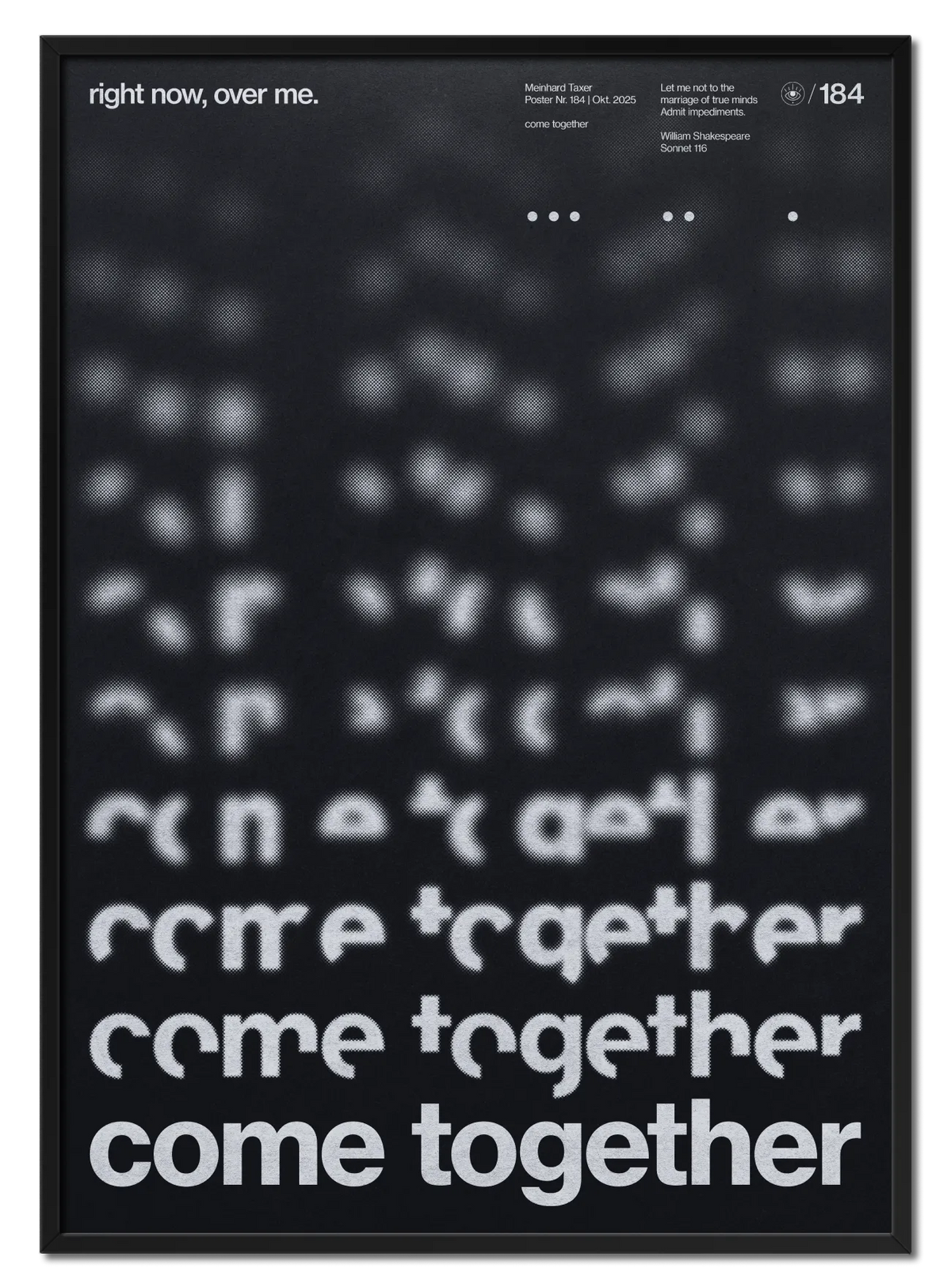 Come Together poster by Meinhard Taxer in black oak frame