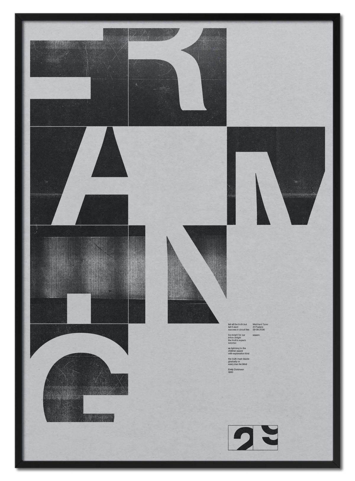 Framing poster by Meinhard Taxer in black oak frame
