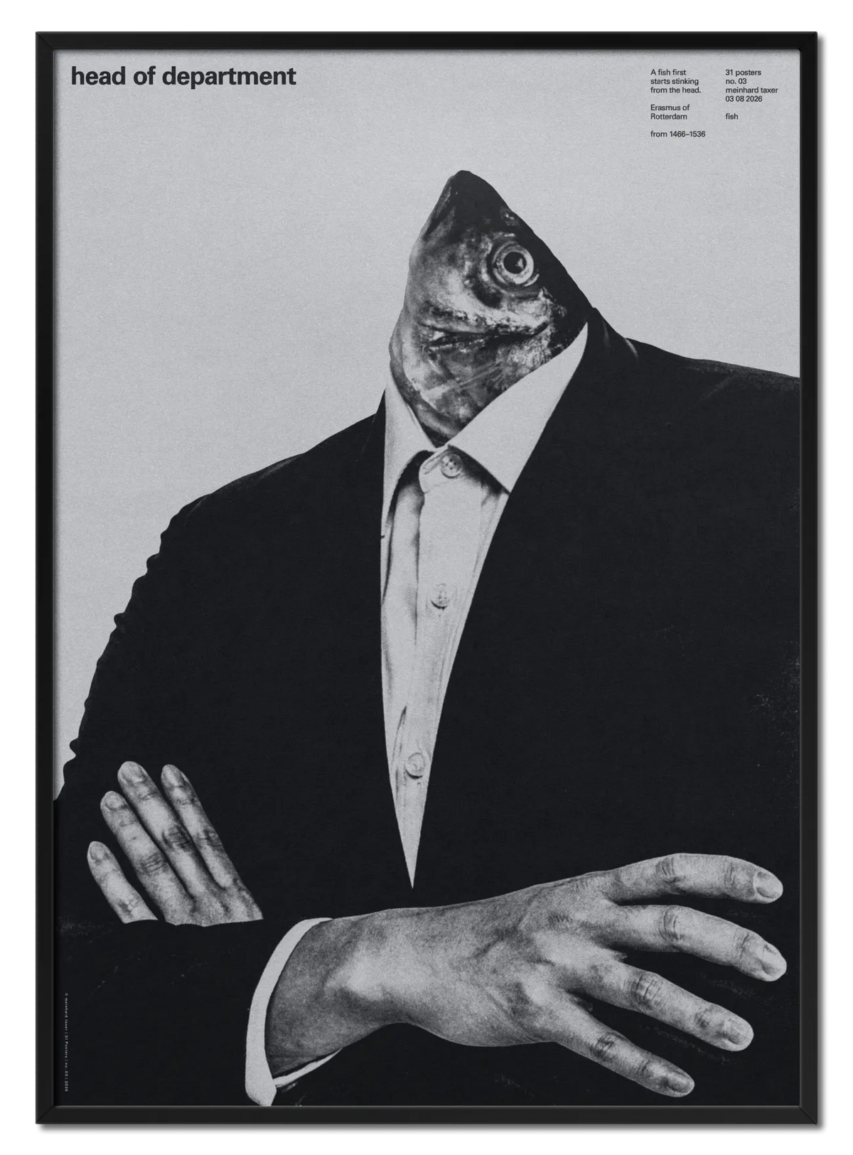 Head of Department poster by Meinhard Taxer in black oak frame