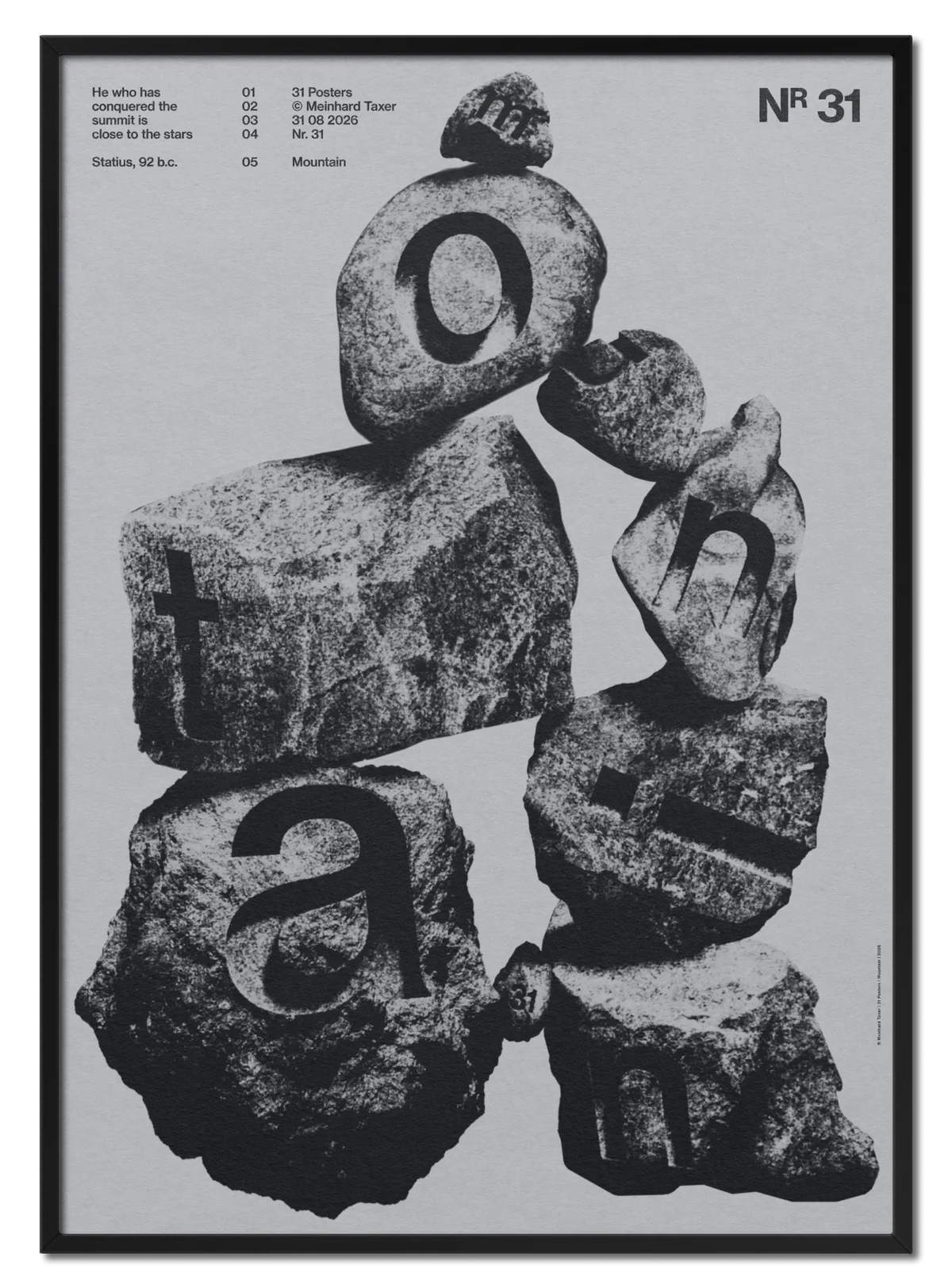 Mountain poster by Meinhard Taxer in black oak frame